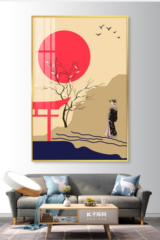 背景抽象建筑海报模板_抽象装饰画日系棕色合成大气装饰画