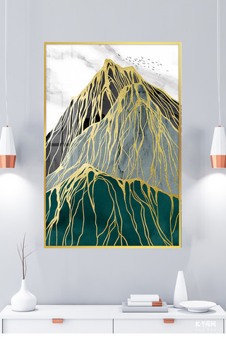 欧式纹理海报模板_欧式装饰画山绿色欧式室内装饰画