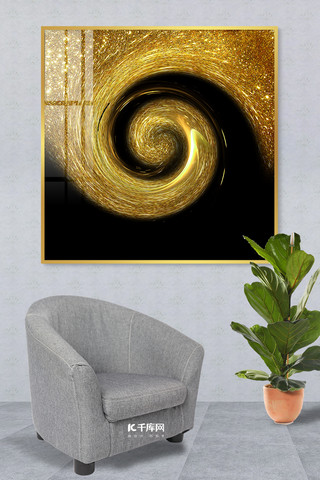 鎏金元素海报模板_鎏金抽象装饰画鎏金元素金色简约室内装饰画