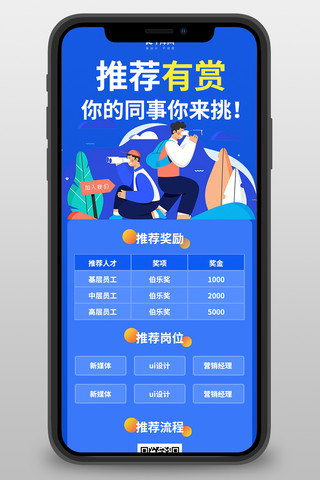 招聘内推企业招人蓝色简约长图