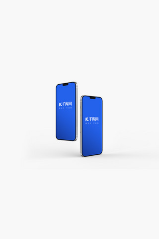 蓝色简约展示样机海报模板_iPhone12样机12样机智能手机展示模板蓝色简约样机