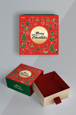 圣诞节包装海报模板_圣诞节礼盒圣诞装饰红色简约包装礼盒