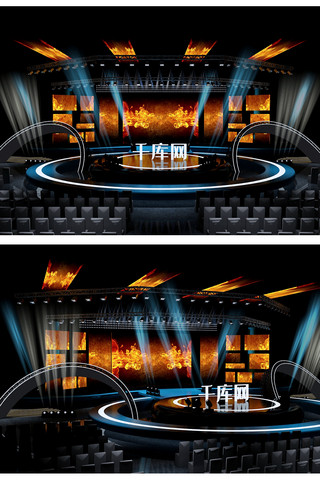 庆典晚宴海报模板_年会科技现代未来舞美立体模型效果图