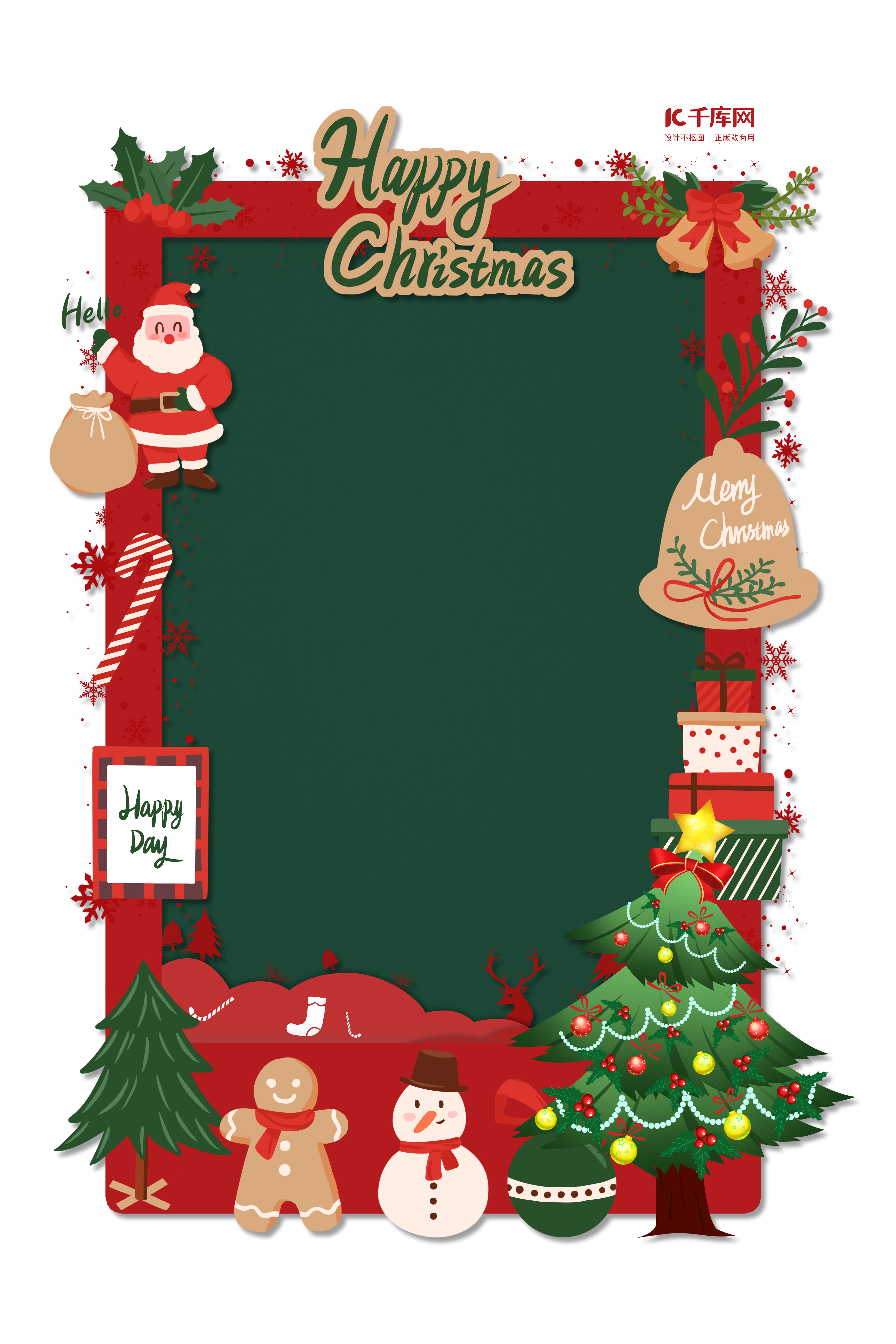 圣诞节拍照框红色简约海报图片