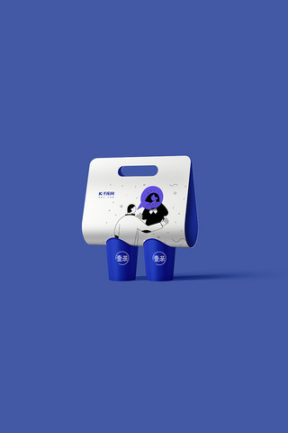 奶茶logo海报模板_店饮品包装蓝色简约大气样机