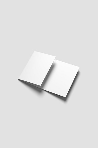 折页简约大气海报模板_半合上的三折页白色简约样机