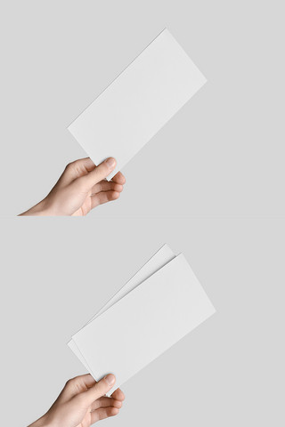 白色名片设计海报模板_手持卡片白色清新样机