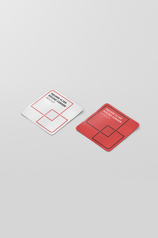 红贴海报模板_并排着的方形卡片红白色简约样机