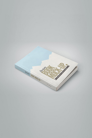 书籍设计样机海报模板_斜放着装帧书籍设计蓝色简洁样机
