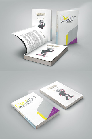 书籍封面设计样机海报模板_厚装帧书籍设计模板白色简约样机