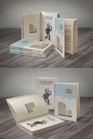 书籍装帧设计简约海报模板_堆放书籍场景灰色简洁样机