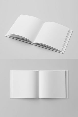 白色画册样机海报模板_方型画册白色简洁清新样机