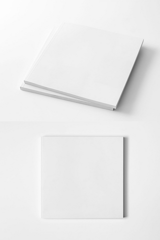 白色画册样机海报模板_方型画册白色清新样机