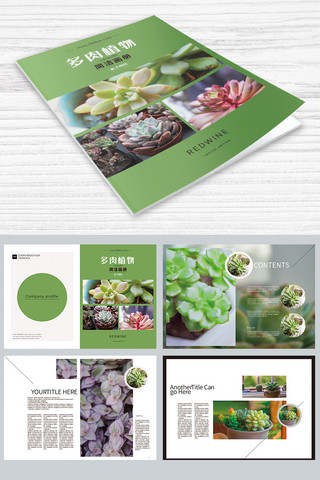 绿色简洁小清新海报模板_多肉植物绿色简洁大气画册