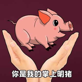 猪猪包卡通海报模板_你是我的掌上明猪猪和手红色卡通搞笑猪表情包