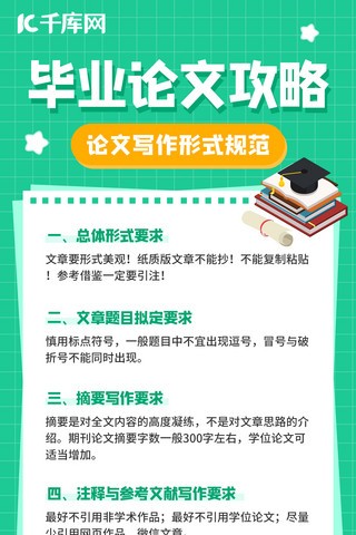 毕业论文攻略毕业论文绿色卡通手机海报