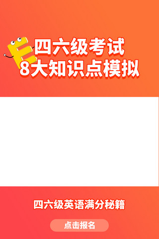 知识点海报模板_英语四六级知识点橘色简约视频边框