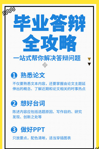 毕业答辩帮你解决答辩问题 蓝色黄色孟菲斯手机海报