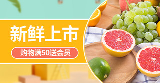 水果促销摄影图黄色商务风横板banner