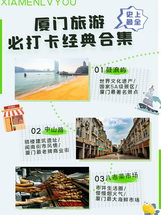 厦门旅游攻略绿色简约小红书