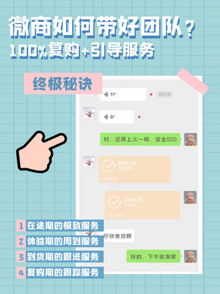 如何海报模板_微商团队如何带聊天截图蓝色简约小红书