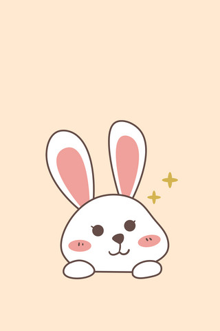 简约小兔子壁纸浅黄色简约可爱手机壁纸