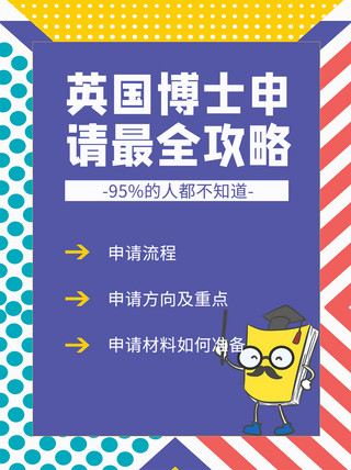 最全攻略海报模板_英国博士申请最全攻略孟菲斯拼色简约小红书