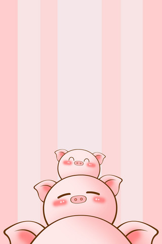 可爱猪海报模板_简约壁纸猪猪粉色可爱风手机壁纸