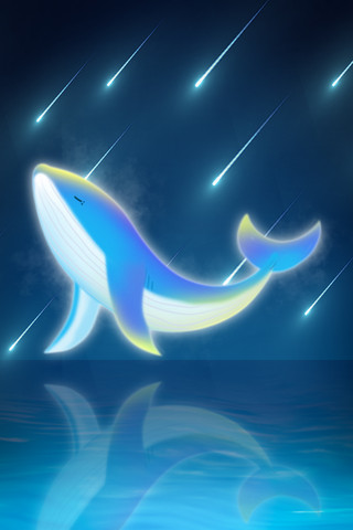 鲸鱼尾巴海报模板_手机壁纸蓝色,鲸鱼蓝色简约手机壁纸