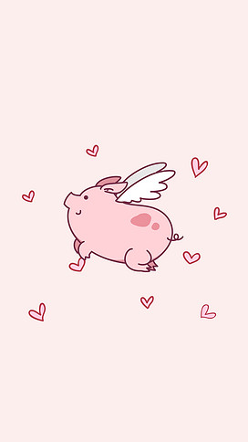 简约小飞猪粉色卡通手机壁纸