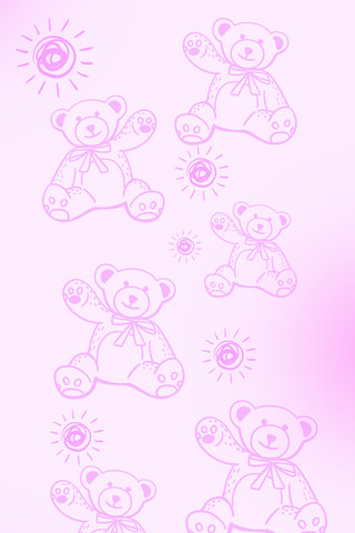 卡通手绘可爱粉色海报模板_小熊太阳壁纸小熊粉色手绘卡通手机壁纸