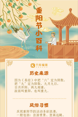 百科海报模板_重阳节小百科黄色中国风手机海报