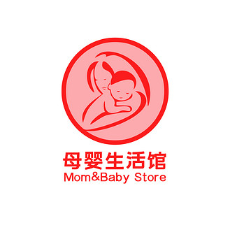 母婴店logo母婴生活馆红色简约字体logo