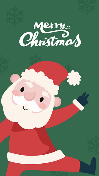 圣诞壁纸圣诞老人绿色卡通风手机壁纸