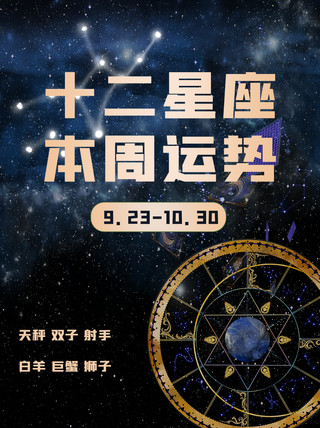 星座运势罗盘星空深蓝色简约小红书封面