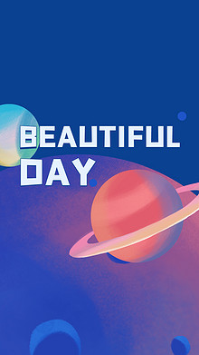 宇宙星球英文字母蓝色简约手机壁纸