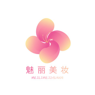 花花瓣粉色花瓣海报模板_美妆logo花粉色渐变logo