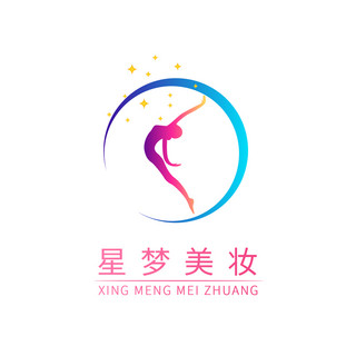 女性渐变海报模板_美妆logo女性粉色 蓝色渐变logo