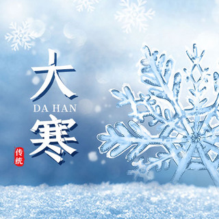 大寒雪花蓝色简约公众号次图