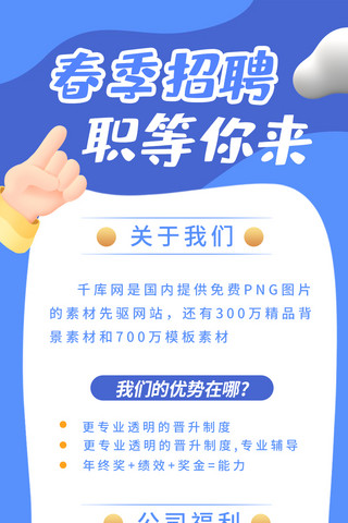 商务3d人海报模板_春招3d卡通蓝色商务风长图