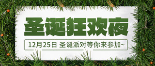 圣诞派对海报模板_圣诞狂欢夜圣诞派对绿色简约公众号首图