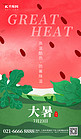 二十四节气大暑西瓜红色创意海报