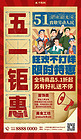 五一劳动节促销活动红色复古大字报宣传海报