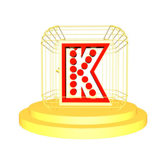 C4D红金色大气质感舞台字母K