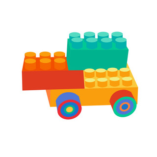 儿童节展架海报模板_儿童玩具彩色积木之卡通可爱拼接玩具车