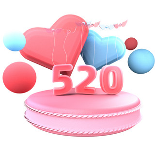 粉色3d立体海报模板_C4D粉色3D立体数字520