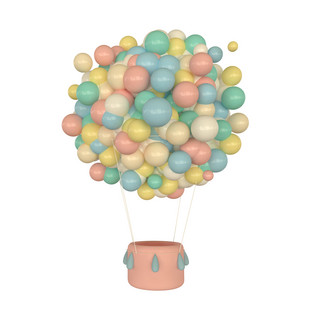 热气球气球海报模板_c4d立体热气球免费下载