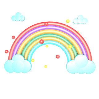 儿童节彩虹云朵装饰