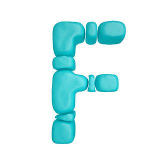 泡沫海报模板_C4D柔体泡沫立体字母F元素