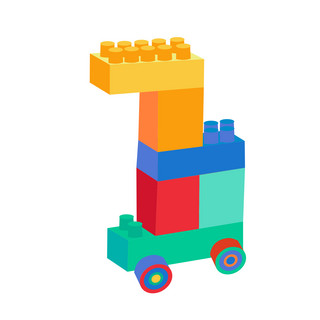 儿童节邀请函海报模板_儿童玩具彩色积木之卡通可爱拼接玩具车